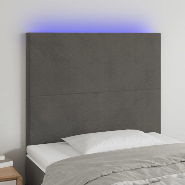 Velvet LED Headboard Dark Grey Adjustable Height Soft Luxurious Fabric USB