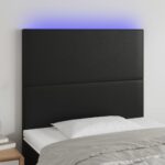 LED Headboard Black 80x5x118/128 cm Faux Leather