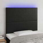 Modern Faux Leather LED Headboard Black Adjustable Height Easy Clean Luxurious