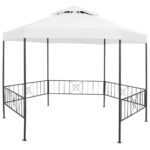 Elegant White Garden Gazebo Outdoor Canopy Ventilated Polyester Fabric Shelter