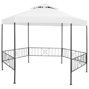 Elegant White Garden Gazebo Outdoor Canopy Ventilated Polyester Fabric Shelter