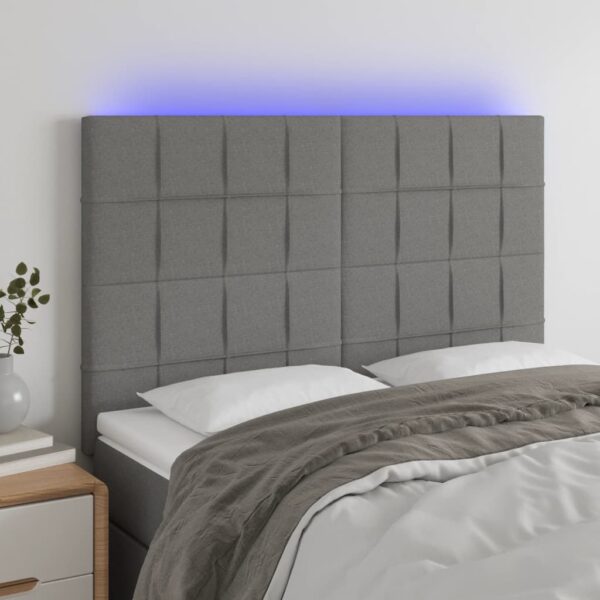 LED Headboard Dark Grey 144x5x118/128 cm Fabric