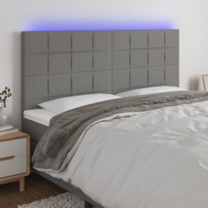 Modern LED Headboard Dark Grey Adjustable Fabric with Colorful Lights USB