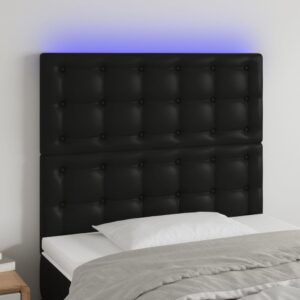 Modern Black Faux Leather LED Headboard Adjustable Height Luxurious Look