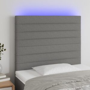 Modern LED Headboard Dark Grey Adjustable Height Fabric with Colorful Lights