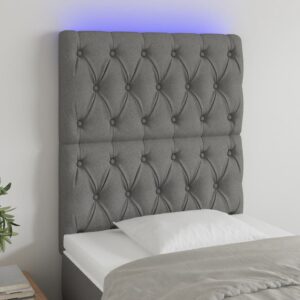 LED Headboard Dark Grey 80x7x118/128 cm Fabric