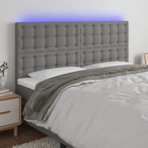 LED Headboard Dark Grey 160x5x118/128 cm Fabric