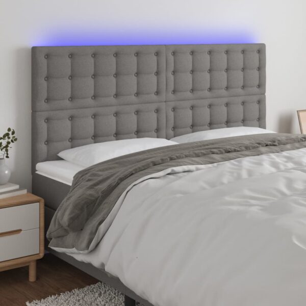 LED Headboard Dark Grey 200x5x118/128 cm Fabric