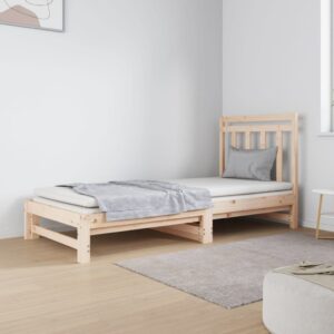 Pull-out Day Bed 2x(92x187) cm Single Size Solid Wood Pine