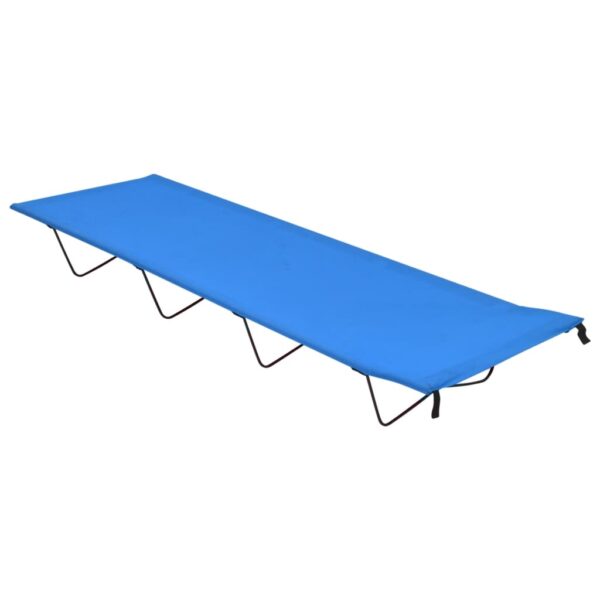 Portable Folding Camping Bed Sturdy Oxford Fabric Steel Frame Outdoor Blue Sleep