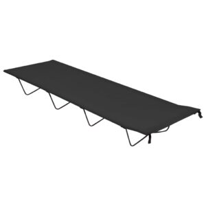 Portable Folding Camping Cot Heavy Duty Oxford Fabric Steel Frame Black Outdoor