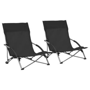 Folding Beach Chairs Set of Two Outdoor Portable Oxford Fabric Weather-Resistant