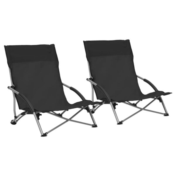 Folding Beach Chairs Set of Two Outdoor Portable Oxford Fabric Weather-Resistant