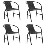 Elegant Rattan Look Garden Chairs Set of Four Stackable Outdoor Seating Patio