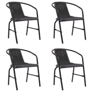 Elegant Rattan Look Garden Chairs Set of Four Stackable Outdoor Seating Patio