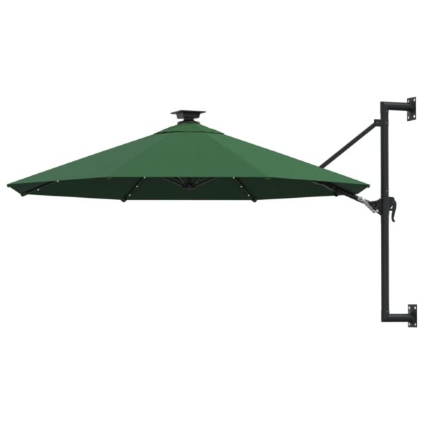 Wall-mounted Parasol with LEDs and Metal Pole 300 cm Green