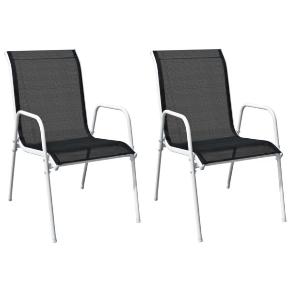 Outdoor Stackable Garden Patio Chairs Set Weather-Resistant Textilene Black