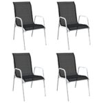 Stackable Garden Chairs 4 pcs Steel and Textilene Black