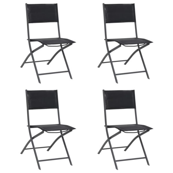 Folding Outdoor Chairs Set of Four Steel Frame Textilene Fabric Weather Resistant