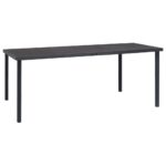 Stylish Anthracite Outdoor Dining Table Glass Top Powder-Coated Steel Patio