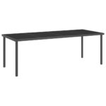 Stylish Anthracite Outdoor Dining Table Tempered Glass Top Patio Garden Furniture