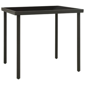 Stylish Anthracite Outdoor Dining Table Tempered Glass Top Patio Furniture