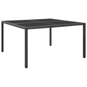 Outdoor Garden Patio Table Tempered Glass Top Steel Frame Anthracite Grey Square