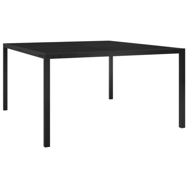 Outdoor Patio Garden Table Tempered Glass Top Powder-Coated Steel Frame Black