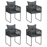 Outdoor Patio Dining Chairs Set of Four with Comfort Pillows Weather Resistant