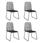 Outdoor Patio Chairs Set of Four Poly Rattan Garden Furniture Comfort Black