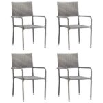 Contemporary Poly Rattan Garden Dining Chairs Set Weather Resistant Stackable