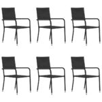 Set of Six Outdoor Garden Patio Chairs Weather-Resistant PE Rattan Stackable