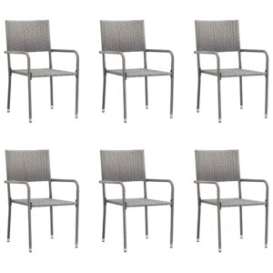 Set of Six Outdoor Garden Patio Chairs Weather-Resistant PE Rattan Anthracite