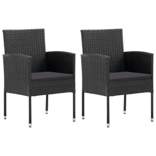 Outdoor Garden Patio Chairs Set of 2 Weather Resistant PE Rattan Black with Cushions