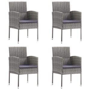 Outdoor Poly Rattan Dining Chairs Set of Four with Cushions Patio Furniture