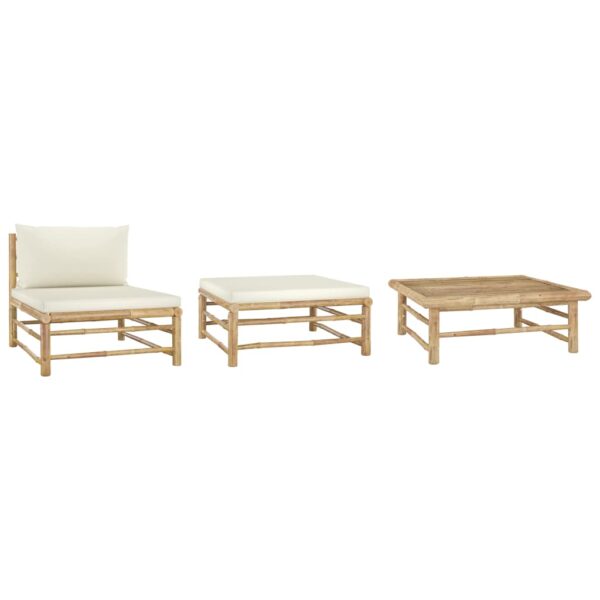 Bamboo Garden Lounge Set Cream White Cushions Outdoor Patio Furniture Comfort