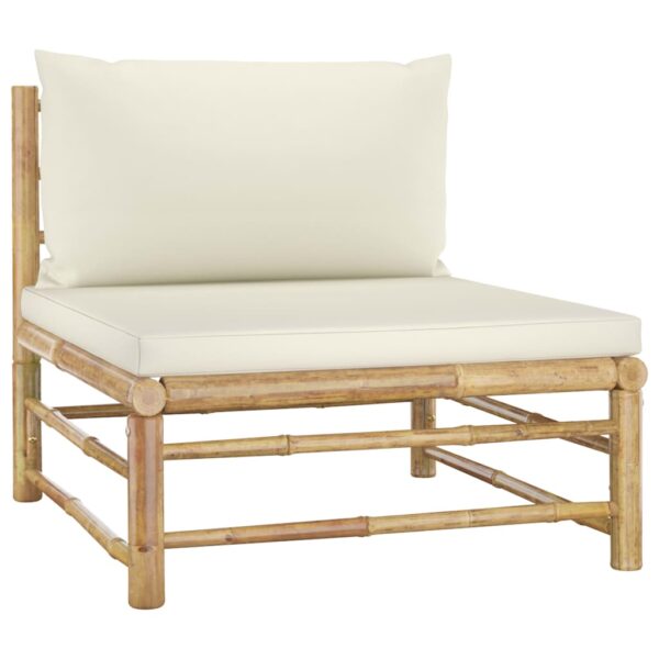 Bamboo Outdoor Garden Patio Sofa Lounge Chair Cream White Cushions Comfort