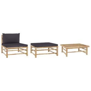 Bamboo Outdoor Garden Lounge Set with Cushions Patio Furniture Comfort Kit