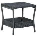 Stylish Dark Grey Garden Table in Poly Rattan with Powder-Coated Steel Frame