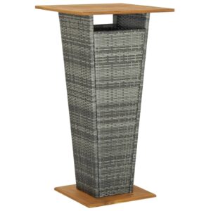 Bar Table Grey 60x60x110 cm Poly Rattan and Solid Acacia Wood