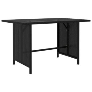 Outdoor Garden Patio Rattan Dining Table Weather Resistant Black Furniture