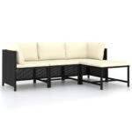 Outdoor Patio Furniture Set Garden Rattan Sofa Lounge with Cream Cushions