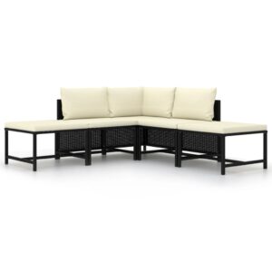 Outdoor Patio Furniture Set Garden Rattan Sofa with Cream Cushions Lounge