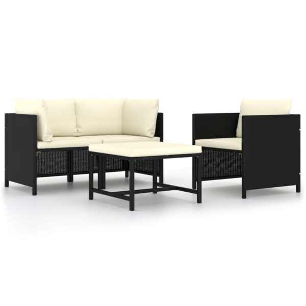 Outdoor Garden Lounge Set PE Rattan Sofa with Cream Cushions Patio Furniture