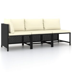 Garden Sofa Set Poly Rattan Outdoor Patio Furniture with Cushions Black Lounge