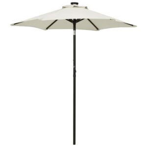 Outdoor Patio Umbrella with LED Lighting UV Protection Tiltable Sand Color