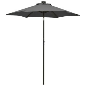 Outdoor Patio Umbrella with LED Lighting - UV Protection Tiltable Anthracite