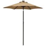 Parasol with LED Lights Taupe 200x211 cm Aluminium