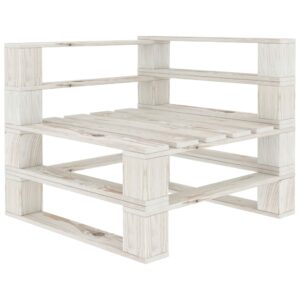 White Wooden Garden Pallet Corner Sofa for Indoor and Outdoor Use  Rustic Charm  Weather-Resistant