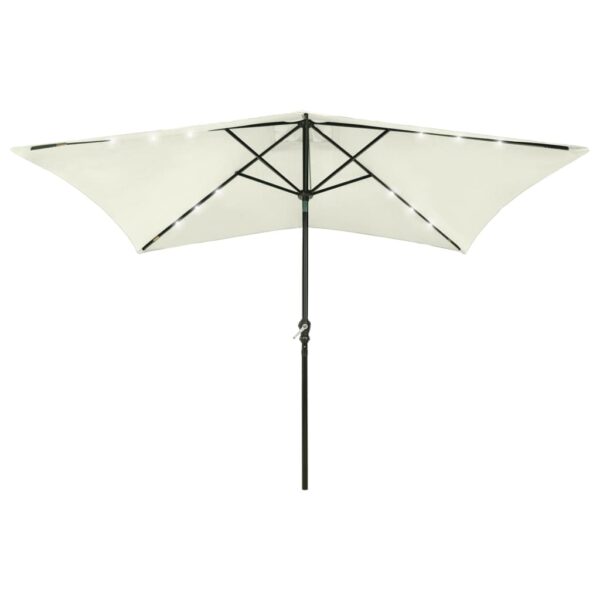 Outdoor Garden Parasol with Integrated LED Lights  UV Protective Polyester  Steel Pole  Sand Colour  2x3m Size